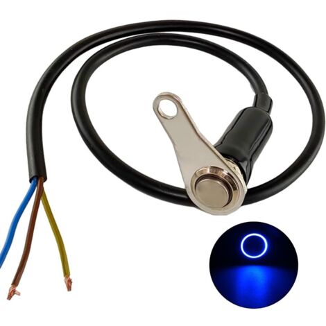Interruttore ON-OFF per motocicletta con blocco universale in acciaio inossidabile, LED blu, regolabile, con pulsante interruttore impermeabile per montaggio su manubrio, 5A/12V