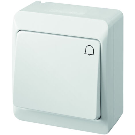 Interruttore per campanello, montaggio superficiale, IP44, bianco, HERMES
