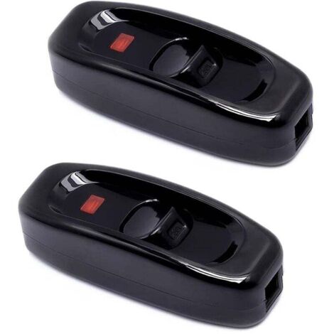 Interruttore per lampada nero KZQ, interruttore in linea, 250 V 10 A, interruttore intermedio con indicatore LED, interruttore per cavo in linea per lampada da comodino, lampada da tavolo, cavo elettr