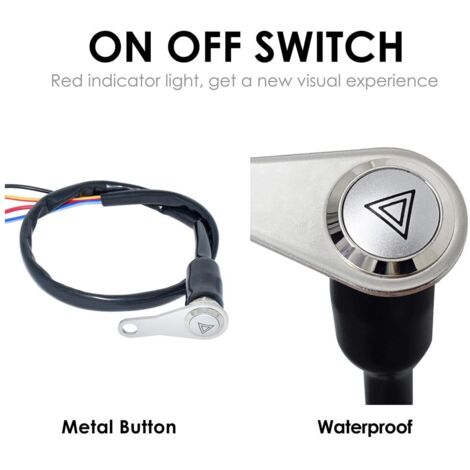 Interruttore per moto a LED rosso, interruttore universale ON+OFF da 12 V per manubrio con pulsante, luce di lavoro
