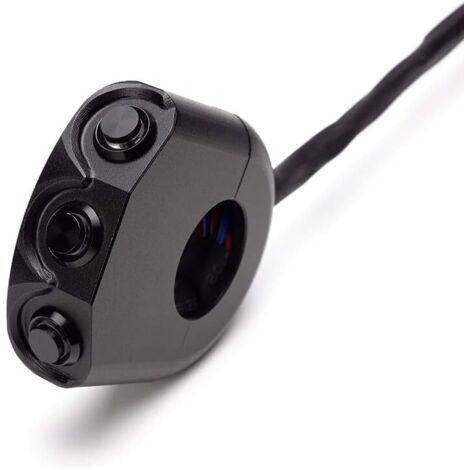 Interruttore per moto per manubri in alluminio billet da 22 mm, 3 x momentanei, nero