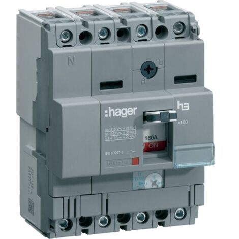 Interruttore sganciatore termomagnetico Hager 4P 160A 25KA X160 scatolato HHA161H