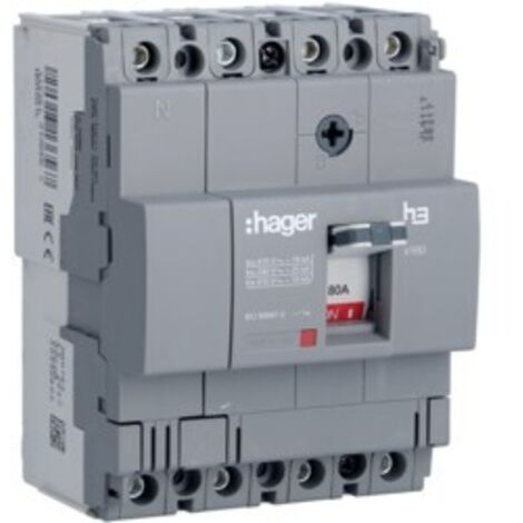 Interruttore sganciatore termomagnetico Hager X160 4P 18KA 80A HDA081L