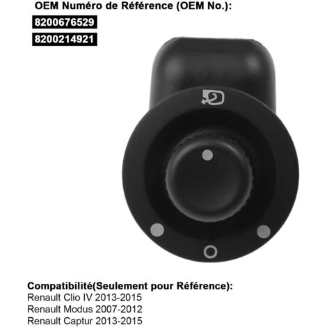 Interruttore specchietto laterale elettrico per Clio 3 4 Captur Modus Scenic Pulsante di regolazione specchietto retrovisore Controllo esterno Specchio pieghevole retrattile 8200214921 8200676529