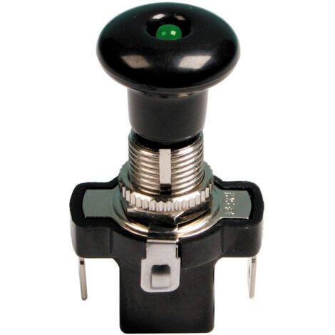 Interruttore tira-spingi con spia a Led - 12/24V - Verde - 10A