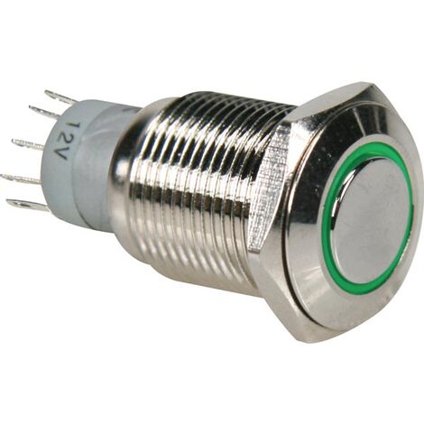 INTERRUTTORE TONDO IN METALLO SPDT 1NO 1NC - ANELLO VERDE