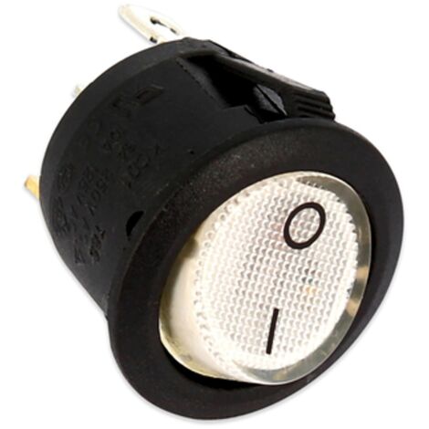 INTERRUTTORE TONDO LUMINOSO BIANCO 20mm 3 contatti VARI USI Elettrodomestici
