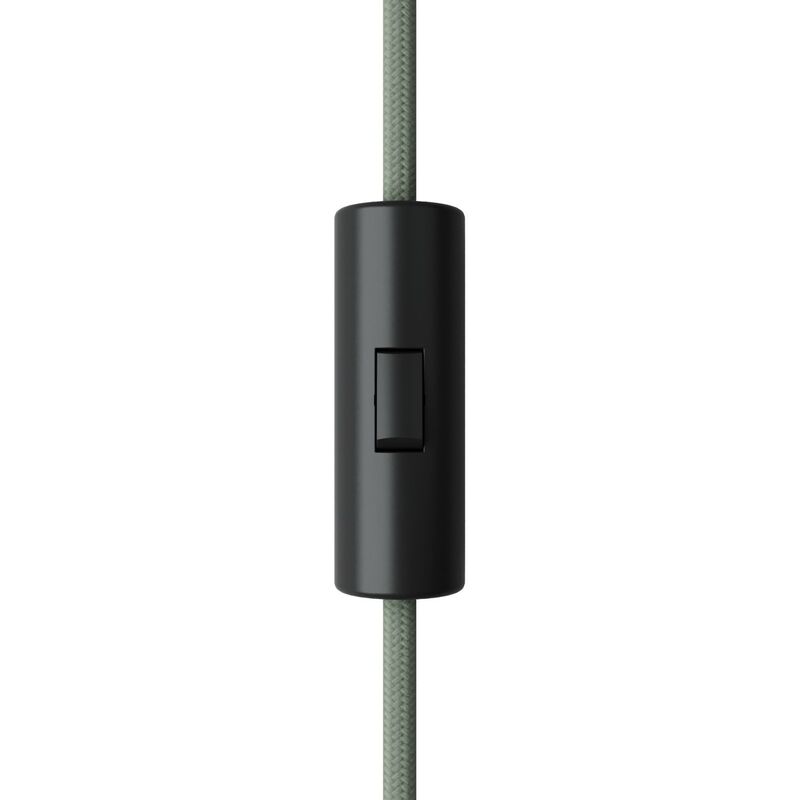 Image of Creative Cables - Interruttore unipolare a bascula di forma cilindrica con morsetto di terra Nero - Nero