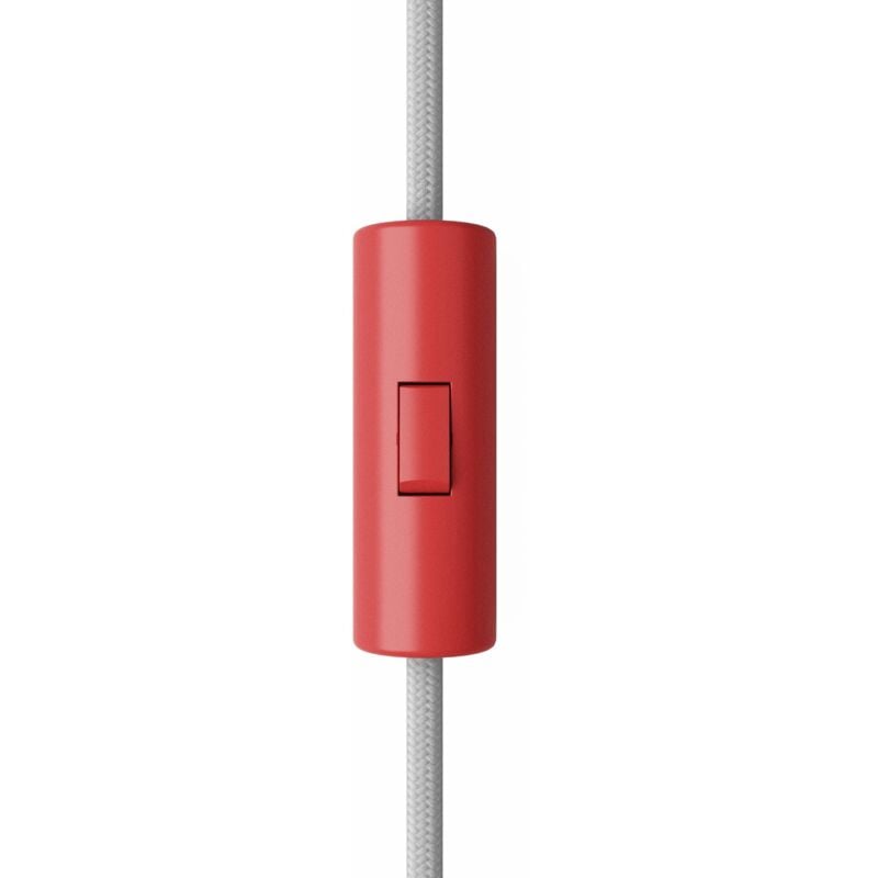 Image of Creative Cables - Interruttore unipolare a bascula di forma cilindrica con morsetto di terra Rosso - Rosso