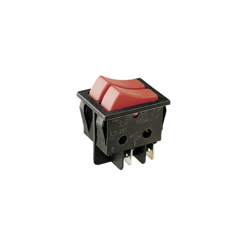 Image of Electro Dh - Interruttore unipolare a doppio tasto Tipo 2 Interruttori 16A/250V Faston Colore Nero 11.410.ILL/NRRR 8430552016839
