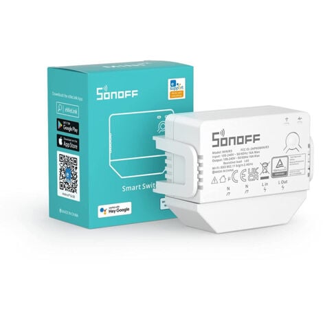 Interruttore Wi-Fi Compatibile con Interruttore Convenzionale SONOFF Mini R3 16A Bianco