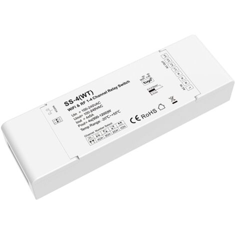 Interruttore WiFi a 4 canali compatibile con pulsante e telecomando RF SKYDANCE SS-4(WT) Bianco