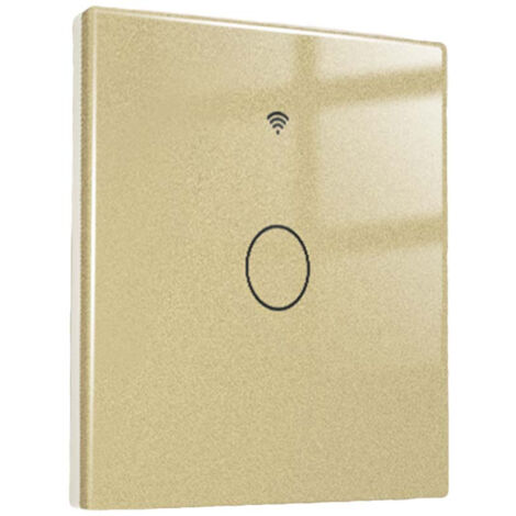 Interruttore Wifi Da Parete 86X86 Pannello Touch 1 Tasto Colore Oro WiFi + RF 433 Compatibile con Amazon Alexa e Google Home