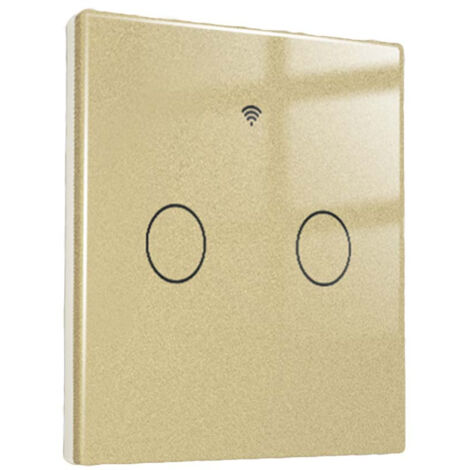 Interruttore Wifi Da Parete 86X86 Pannello Touch 2 Tasti Colore Oro WiFi + RF 433 Compatibile con Amazon Alexa e Google Home