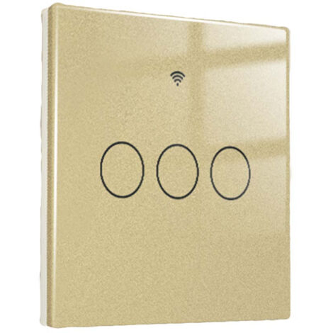 Interruttore Wifi Da Parete 86X86 Pannello Touch 3 Tasti Colore Oro WiFi + RF 433 Compatibile con Amazon Alexa e Google Home