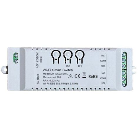 Interruttore WiFi intelligente a 2 canali con timer, modulo RF433 BT per domotica, compatibile con IFTTT