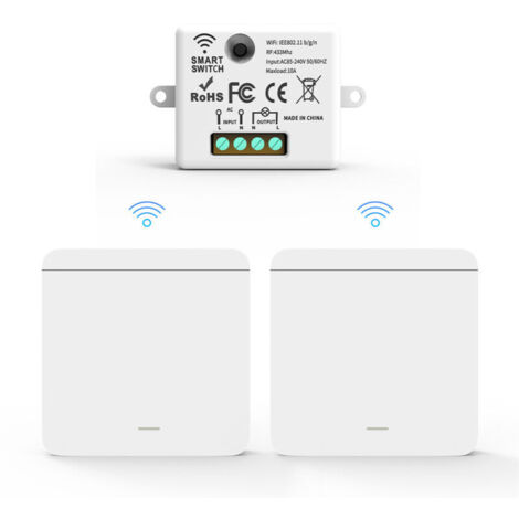 Interruttore wireless AC85-265V, interruttore con telecomando wireless, non richiede cablaggio, un interruttore + due controller
