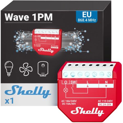 Interruttore Z-Wave a 1 Canale 16A con Consumo Energetico Ridotto e Compatibilit� Estesa � Shelly Qubino Wave 1PM, Passerella Domotica e Rete Z-Wave+