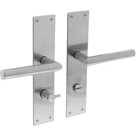 Intersteel Türdrücker Jura auf Schild 250x55x2 mm mit Bad/WC 78 mm + 8 mm stift Edelstahl gebürstet