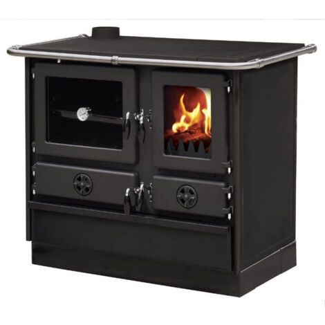 Interstoves – Cuisinière à bois en fonte 70% – Sortie côté gauche – Température vitres 750°C – 4 modes d'utilisation – Contrôle optimal de la puissance