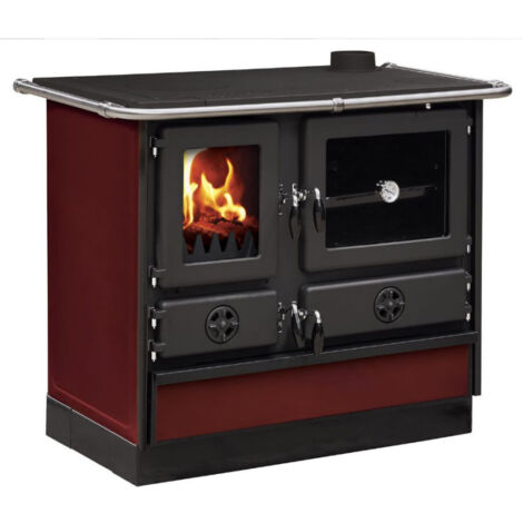 Interstoves – Cuisinière à bois Magnum MBS 70% fonte – Sortie côté droit – Thermomètre intégré – Puissance réglable – Grand four en fonte