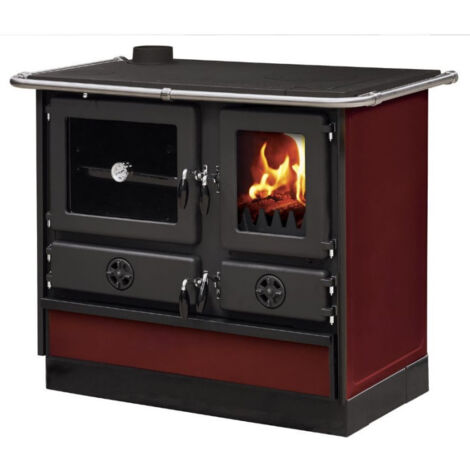 Interstoves – Cuisinière à bois en fonte 70% – Sortie côté gauche – Puissance réglable – Température vitres 750°C – Cendrier en fonte grande taille