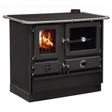 Interstoves – Cuisinière à bois Magnum Thermo MBS – Fonte 70% – Échangeur chaleur intégré – 4 modes cuisson et chauffage – Température vitre 750°C