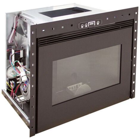 Interstoves – Insert à granulés 10 KW noir – Haute performance 90,24% – Autonomie 16h – Réservoir 15 kg – Compatible cheminée standard
