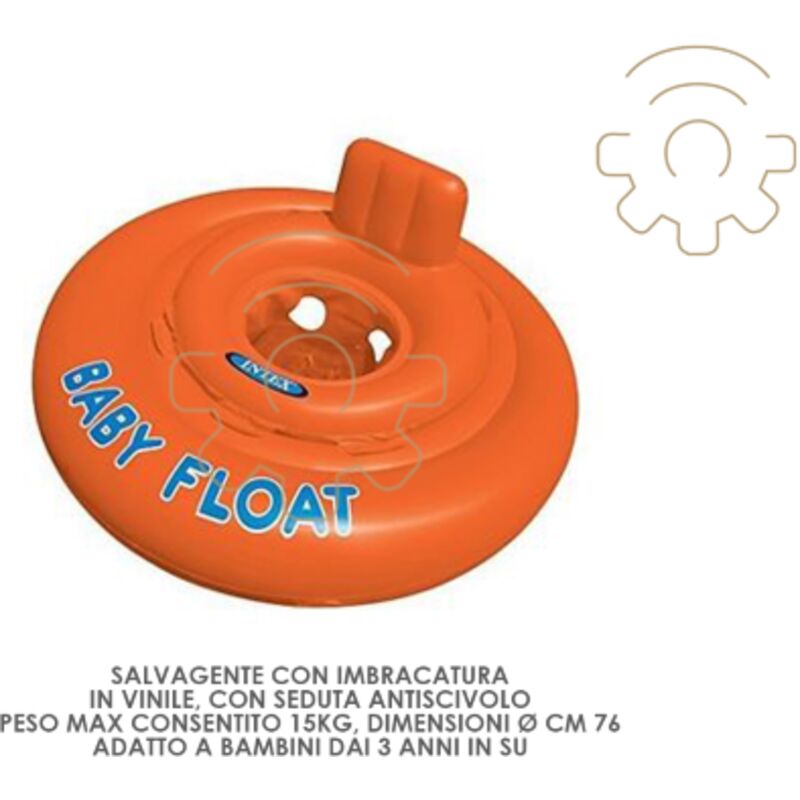 Intex Baby Float 56588EU, Opblaasbaar Drijfstoeltje 76 cm, Voor Baby's en Peuters, Met Rugleuning, Duurzaam Vinyl, Veilig Drijven, Groen