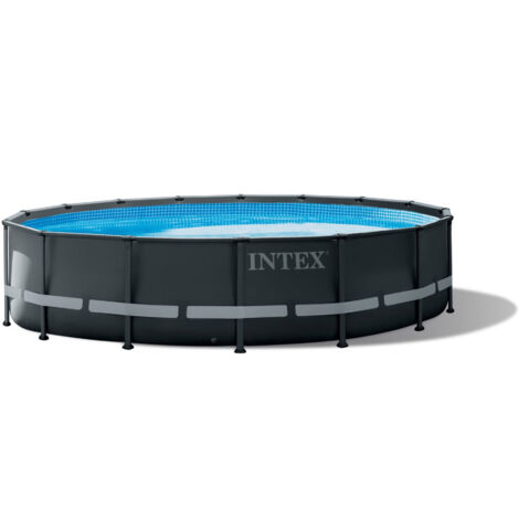 Intex 26326NP – Piscina Fuori Terra Ultra XTR Frame Rotonda, Pompa Filtro 5700 L/h, Scaletta, Telo Base e Copertura, 19156 L, Acciaio e PVC, Grigio, 488x122 cm