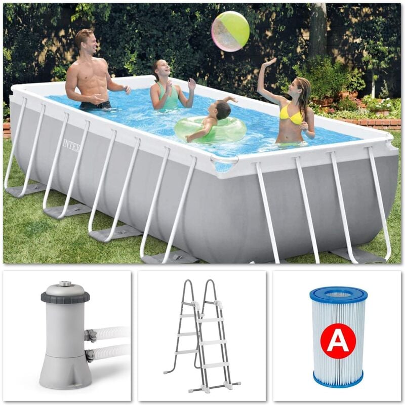 26788 Set piscine Frame Prism Quadra de 400x200x100cm + accessoires - Intex