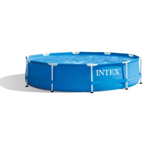 Intex 28202NP – Piscina Fuori Terra Metal Frame Rotonda, Pompa Filtro 1250 L/h, 4485 L, Acciaio e PVC, Blu, 305x76 cm