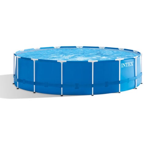 Intex 28242NP – Piscina Fuori Terra Metal Frame Rotonda, Pompa Filtro 3785 L/h, Scaletta, Telo Base e Copertura, 16805 L, Acciaio e PVC, Blu, 457x122 cm