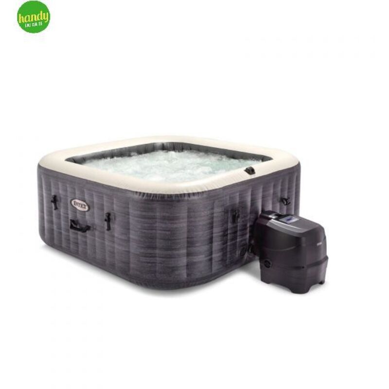 piscina idromassaggio gonfiabile intex "greystone deluxe" grigio effetto pietra 4 persone 175x175x71 cm - cod. 28450np