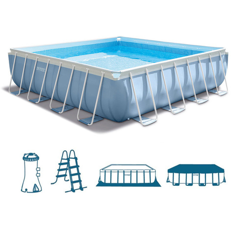 Intex Piscine Hors Sol 488x488x122cm Pompe De Filtration échelle