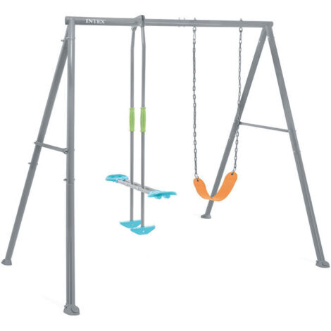 Intex 44122 altalena dondolo per bambini 2 tiri con struttura in acciaio grigia 249x249x203 cm. ideale dai 3-10 anni