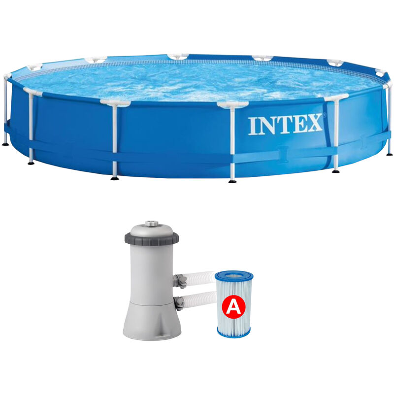 Intex - 28212 Piscina Metal Frame Rotonda Famiglia 366x76m con Pompa Filtro