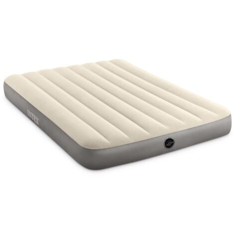 Intex 64103 - Materasso Gonfiabile Matrimoniale Dura-Beam Single-High, PVC, Crema, 152x203x25 cm