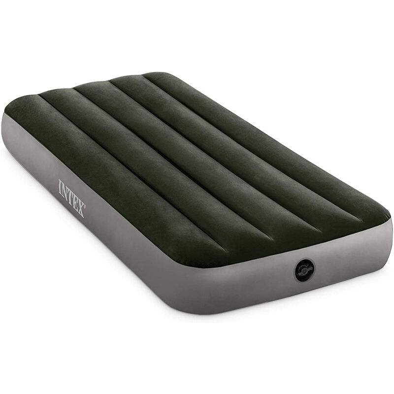 64106 - Materasso Gonfiabile Prestige Downy Mezza Piazza, pvc, Verde Scuro, 76x191x25 cm - Intex