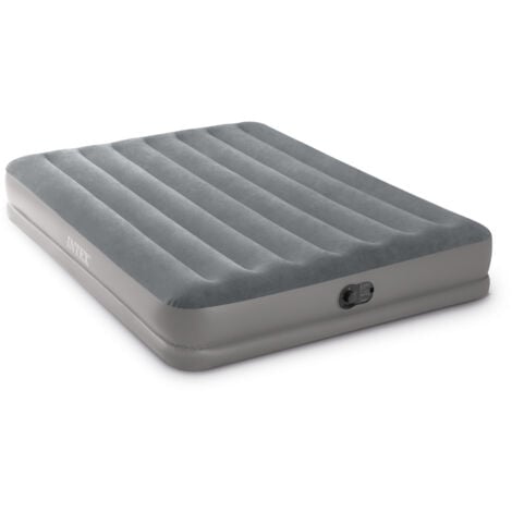 Intex 64114 - Materasso Gonfiabile Dura-Beam Prestige Mid-Rise Matrimoniale, con Pompa USB incorporata, PVC, Grigio, 152x203x30 cm