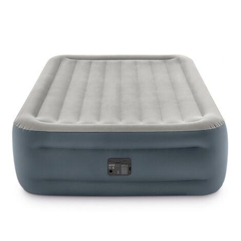 Intex 64126NP - Materasso Essential Rest Matrimoniale, con Pompa Elettrica Incorporata, PVC, Grigio, 152x203x46 cm