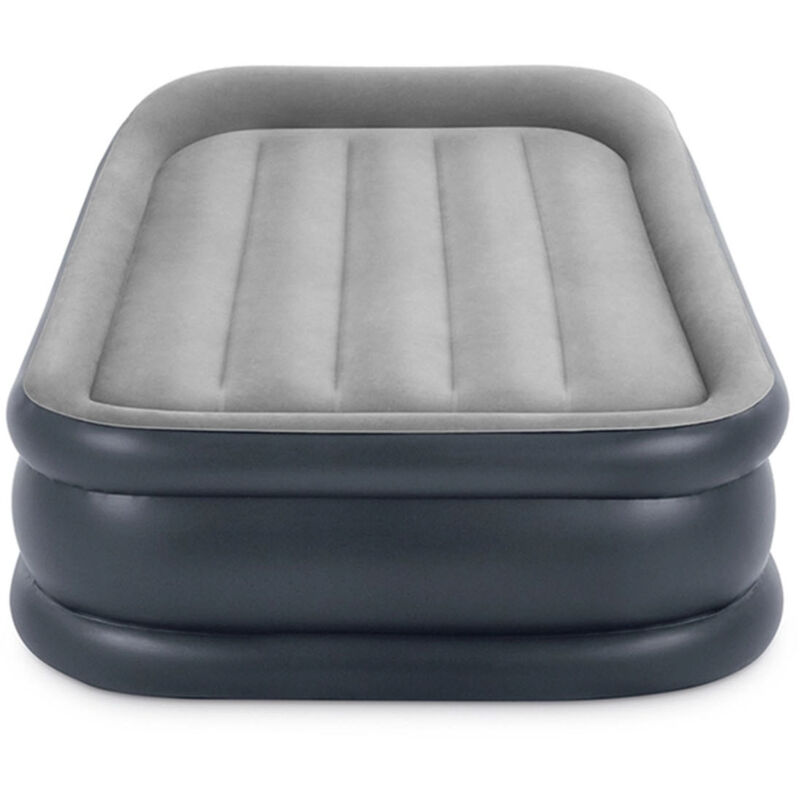 Intex 64132NP - Materasso Gonfiabile Dura-Beam Pillow Rest Deluxe Singolo, Bicolore, con Pompa Elettrica Incorporata, PVC, Grigio, 99x191x42 cm