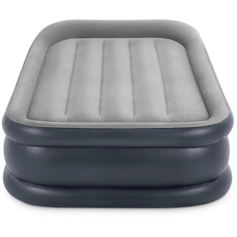 Intex 64132NP - Materasso Gonfiabile Dura-Beam Pillow Rest Deluxe Singolo, Bicolore, con Pompa Elettrica Incorporata, PVC, Grigio, 99x191x42 cm