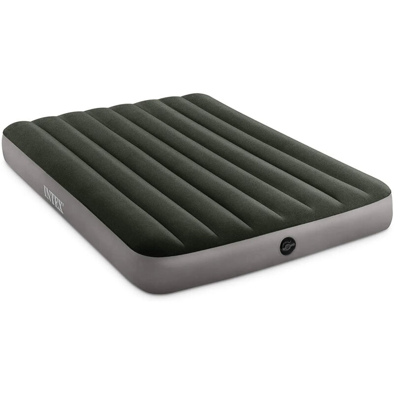 64778 - Materasso Gonfiabile Dura-Beam Prestige Downy Piazza e Mezza con Pompa a Batteria, pvc, Verde, 137x191x25 cm - Intex