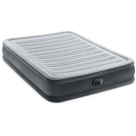 Intex 67768ND - Materasso Gonfiabile Dura-Beam Comfort Plush Piazza e Mezza con Pompa Elettrica Incorporata, PVC, Grigio, 137x191x33 cm