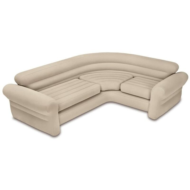 Intex - 68575NP - Sofà Gonfiabile Angolare Beige, Vinile, Beige, 257x203x76 cm