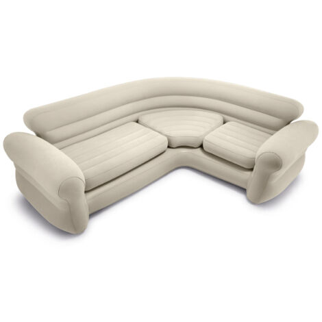 Intex 68575NP - Sofà Gonfiabile Angolare Beige, Vinile, Beige, 257x203x76 cm