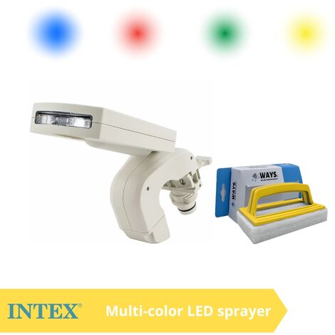 Intex - Cascade de LED multicolores & Brosse à récurer WAYS - Blanc