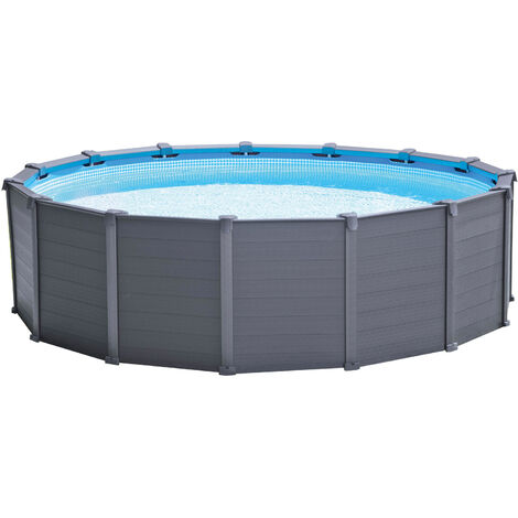 Intex Frame Swimming Pool Set "Graphit", graphit, Ø 478 x 124 cm, Inkl. Sandfilteranlage