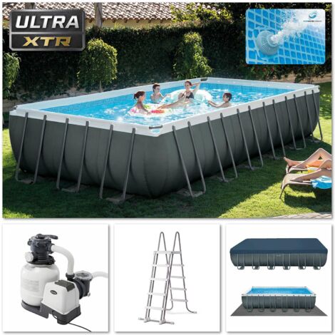 Intex Frame Swimming Pool Set "Ultra Quadra XTR", anthrazit, 732 x 366 x 132 cm, Inkl. Sandfilteranlage